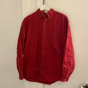 Vintage Eddie Bauer Shirt Men’s Large Red Long Sleeve Button Up Heavy cotton S